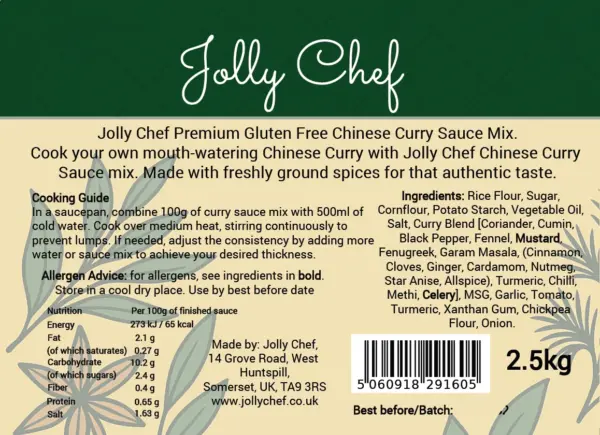 Gluten Free Chinese Curry Sauce Mix